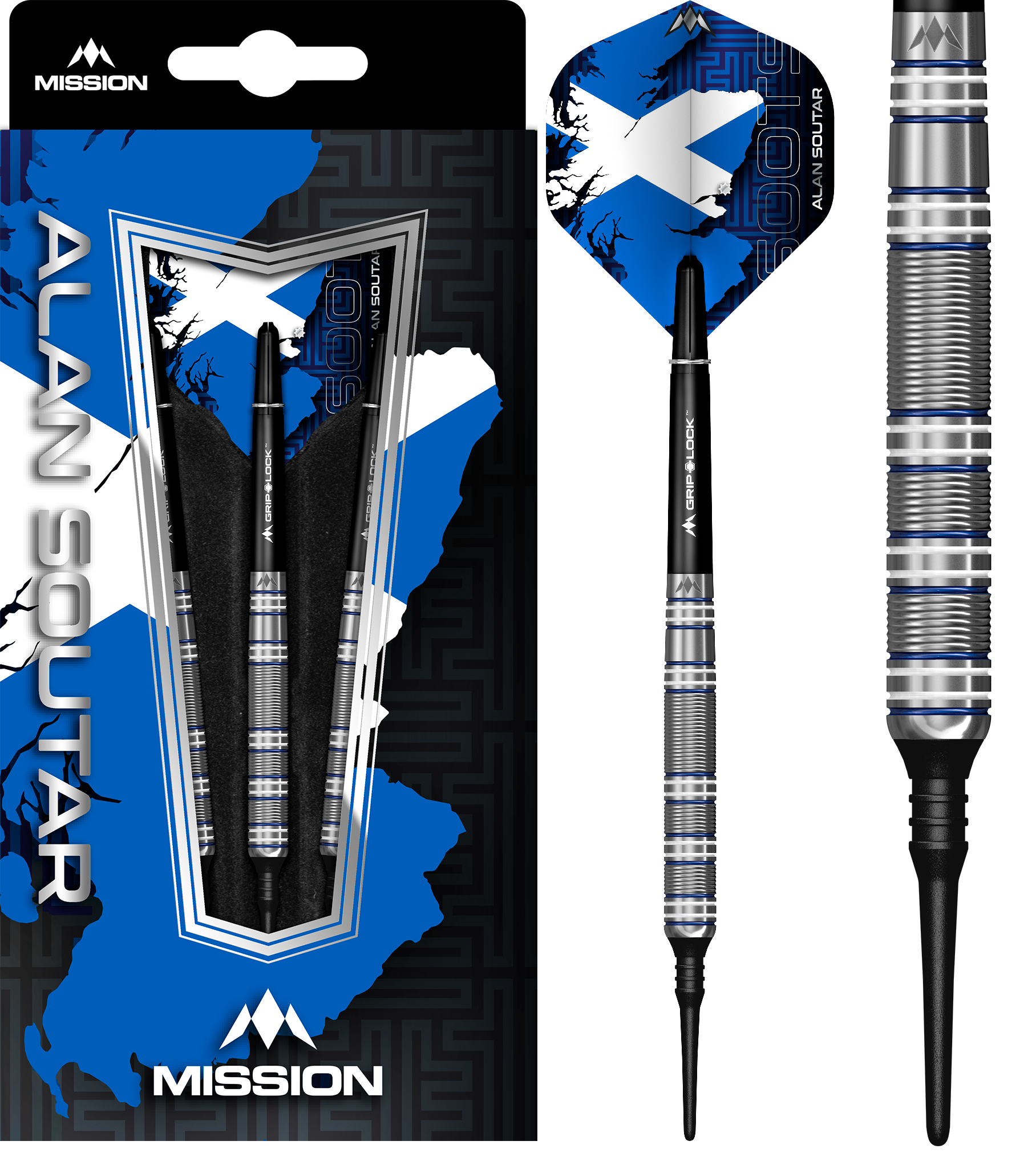 Mission Alan Soutar Blue & White 90% Soft Tip - Dartshopper.com