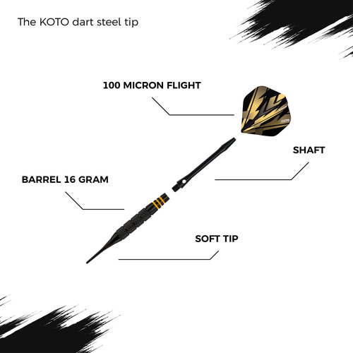 KOTO KOTO Brass Multiset - 12 Soft Tip Darts - 16 g Darts