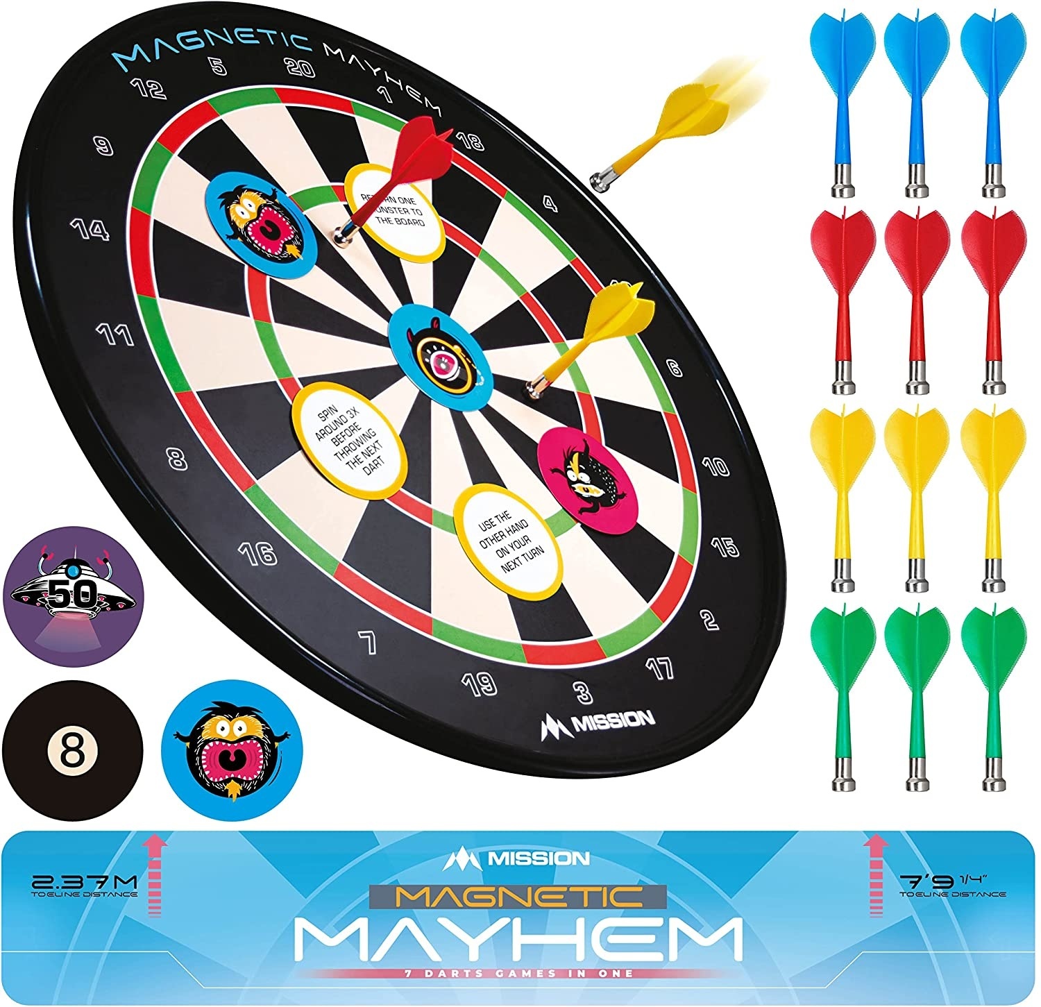 Mayhem Dartboard Darts - Magnetic - Game Starters Mission Fun