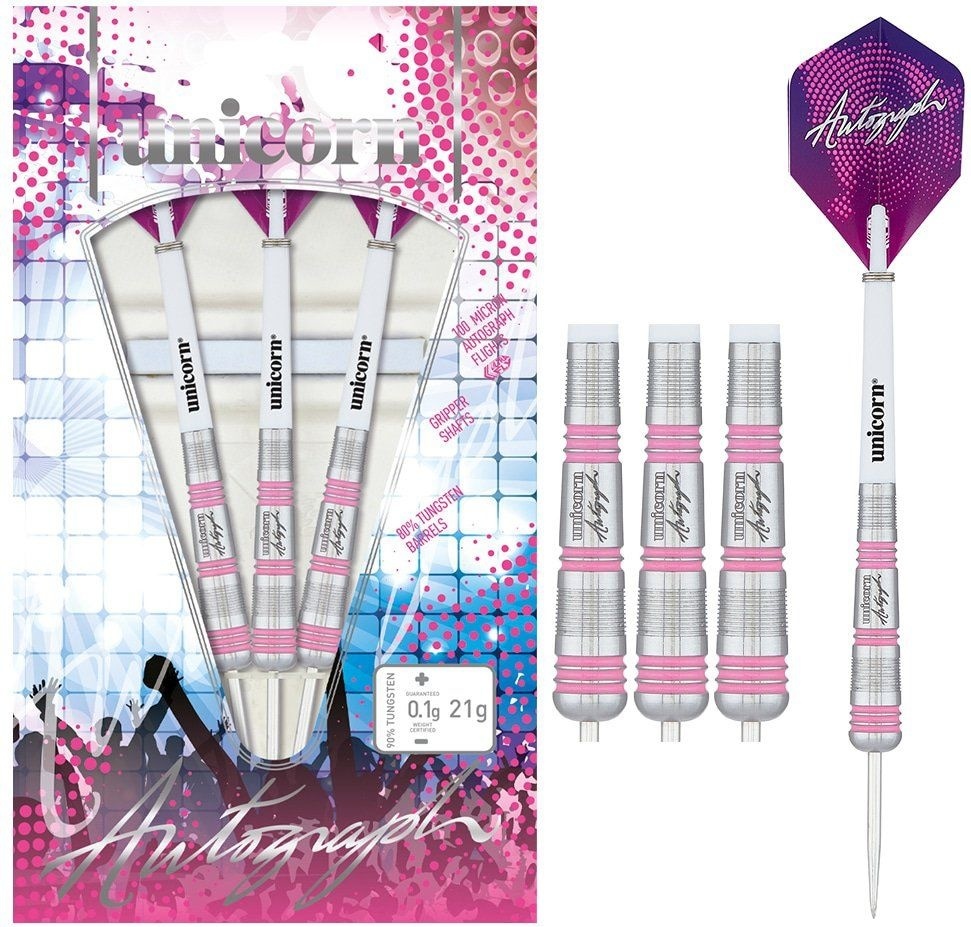 Unicorn Autograph Pink 80% Tungsten Steel Tip Darts