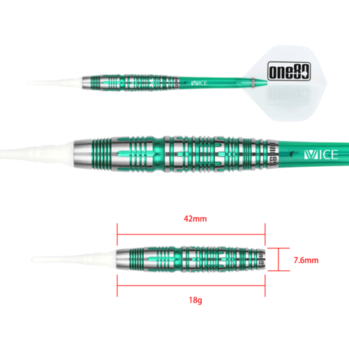 ONE80 ONE80 Noriyuki Negeshi V2 Green 90% Soft Tip Darts