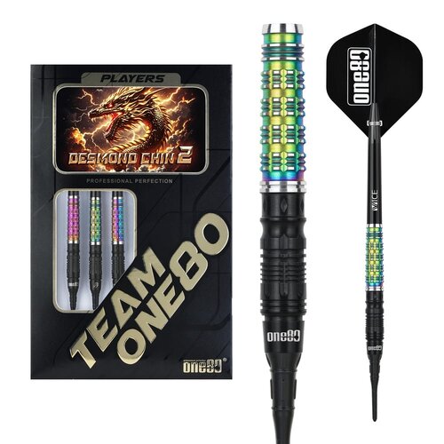 ONE80 ONE80 Desmond Chin Black Rainbow 90% Soft Tip Darts