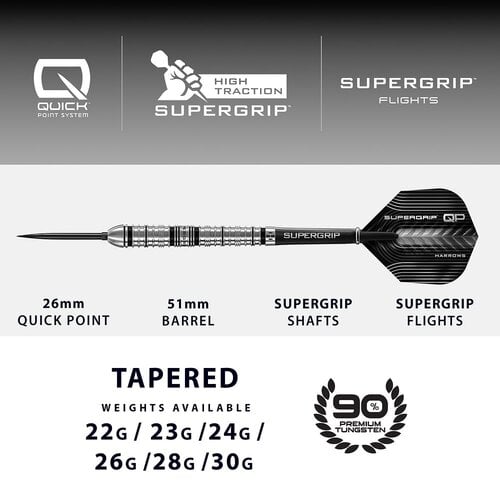 Harrows Harrows Supergrip Tapered Quick Point 90% Darts