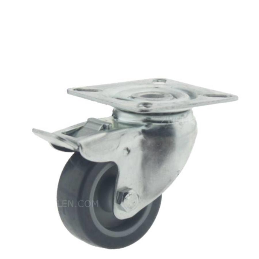 TENTE zwenkwiel 50 verzinkt 1PU plaat met rem-1