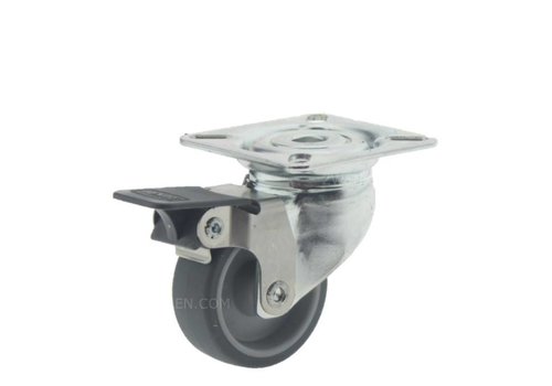 TENTE Zwenkwiel 50 verzinkt 2TP plaat met rem  TENTE Zwenkwiel 50 verzinkt 2TP plaat met rem