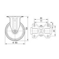 TENTE Bokwiel rubber 100 3SO plaat