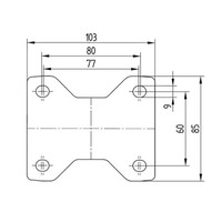 TENTE Bokwiel rubber 100 3SO plaat