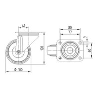 TENTE Zwenkwiel rubber 100 3SO plaat