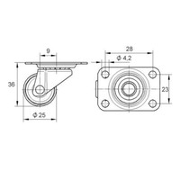 TENTE zwenkwiel 25mm 1PP plaat