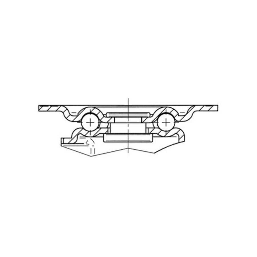 TENTE zwenkwiel 65mm 1PP plaat