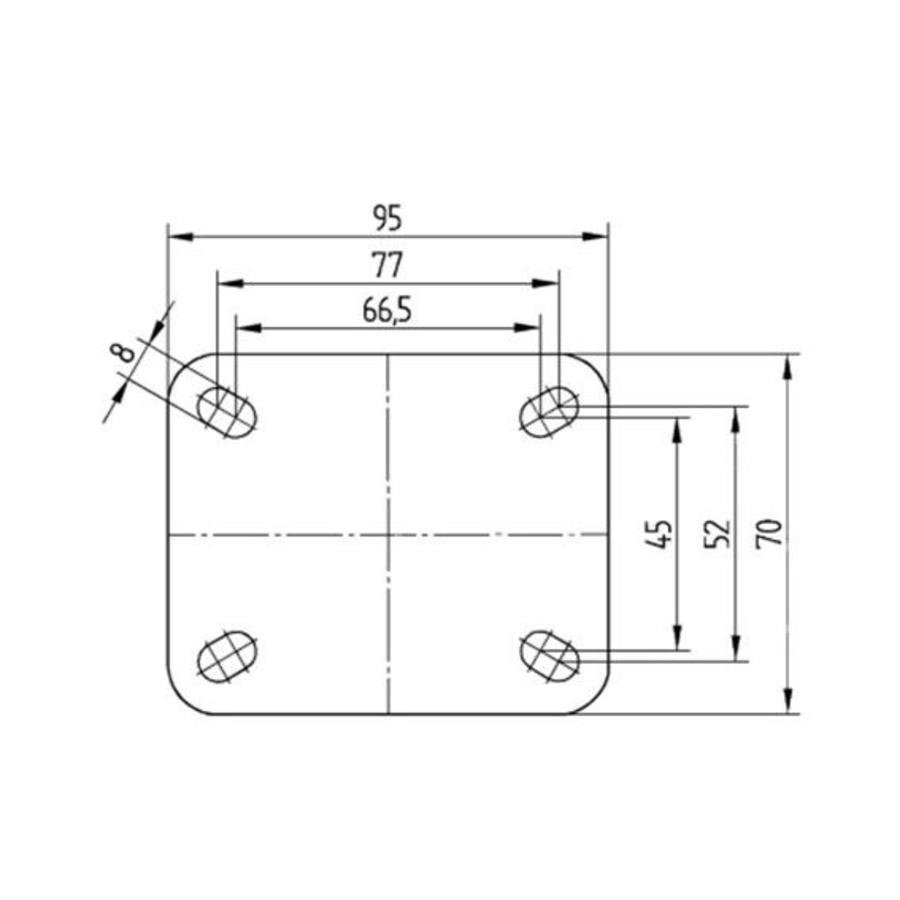 TENTE zwenkwiel 65mm 1PP plaat