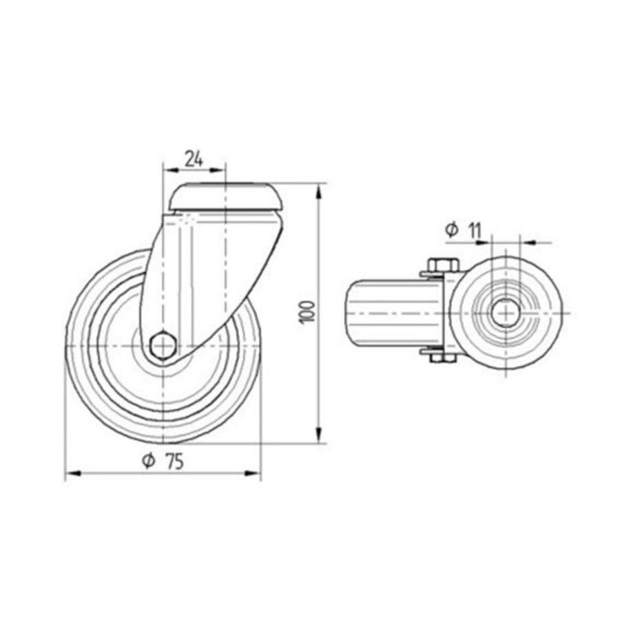TENTE Zwenkwiel 75 verzinkt 2TPKO boutgat-2