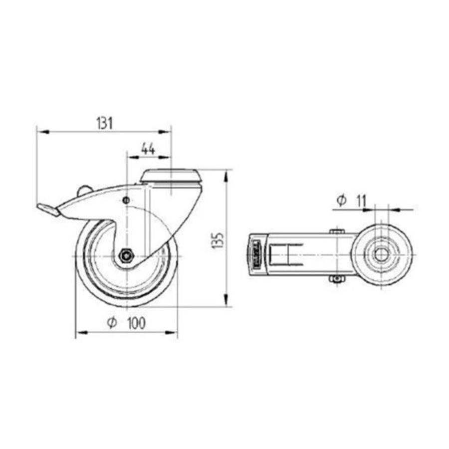 TENTE Zwenkwiel 100 verzinkt 2TPKO boutgat met rem-2