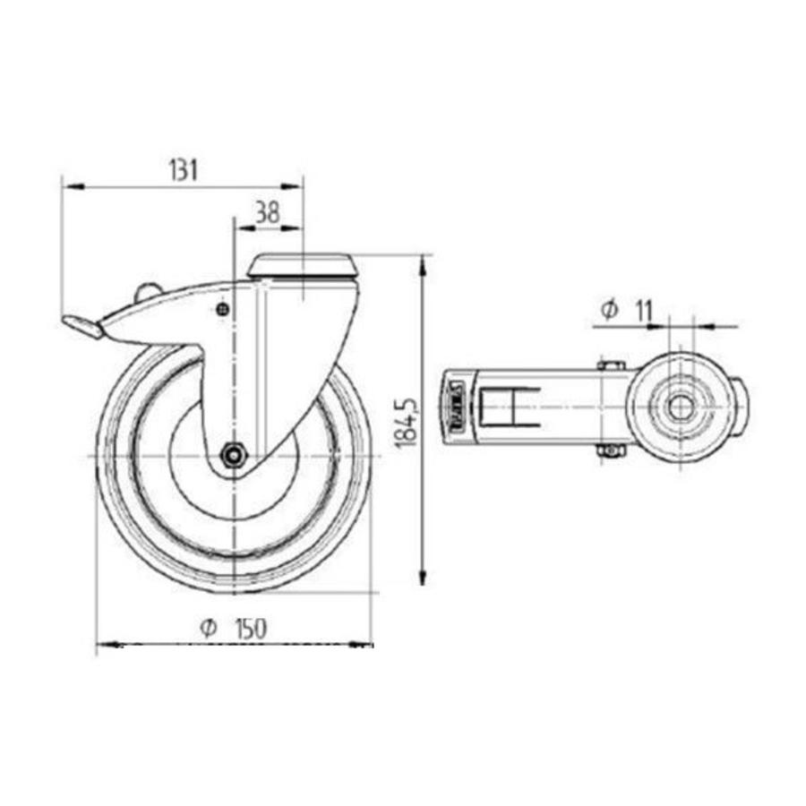 TENTE Zwenkwiel 150 verzinkt 2TPKO boutgat met rem-2