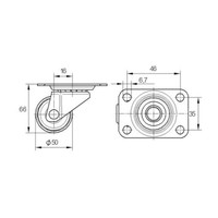 TENTE zwenkwiel 50mm 1PP plaat