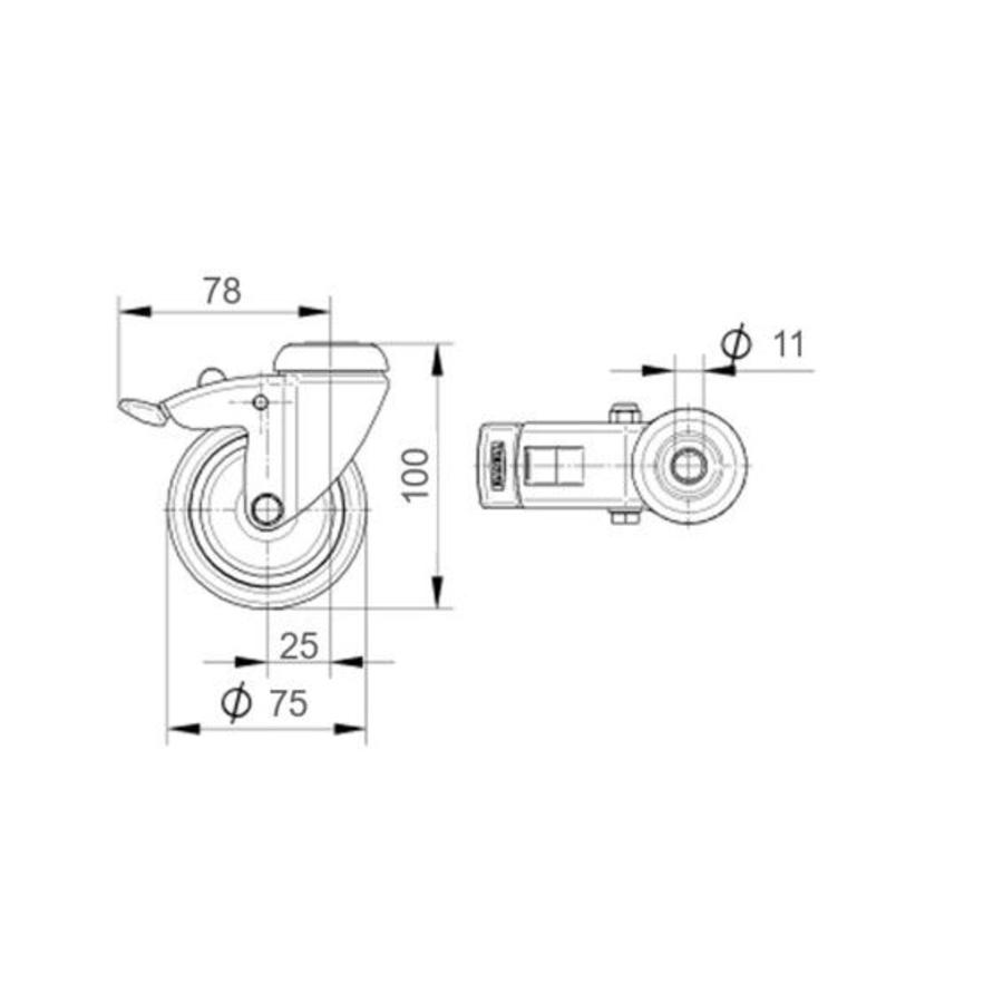 TENTE zwenkwiel 75 verzinkt 1PU boutgat met rem-2