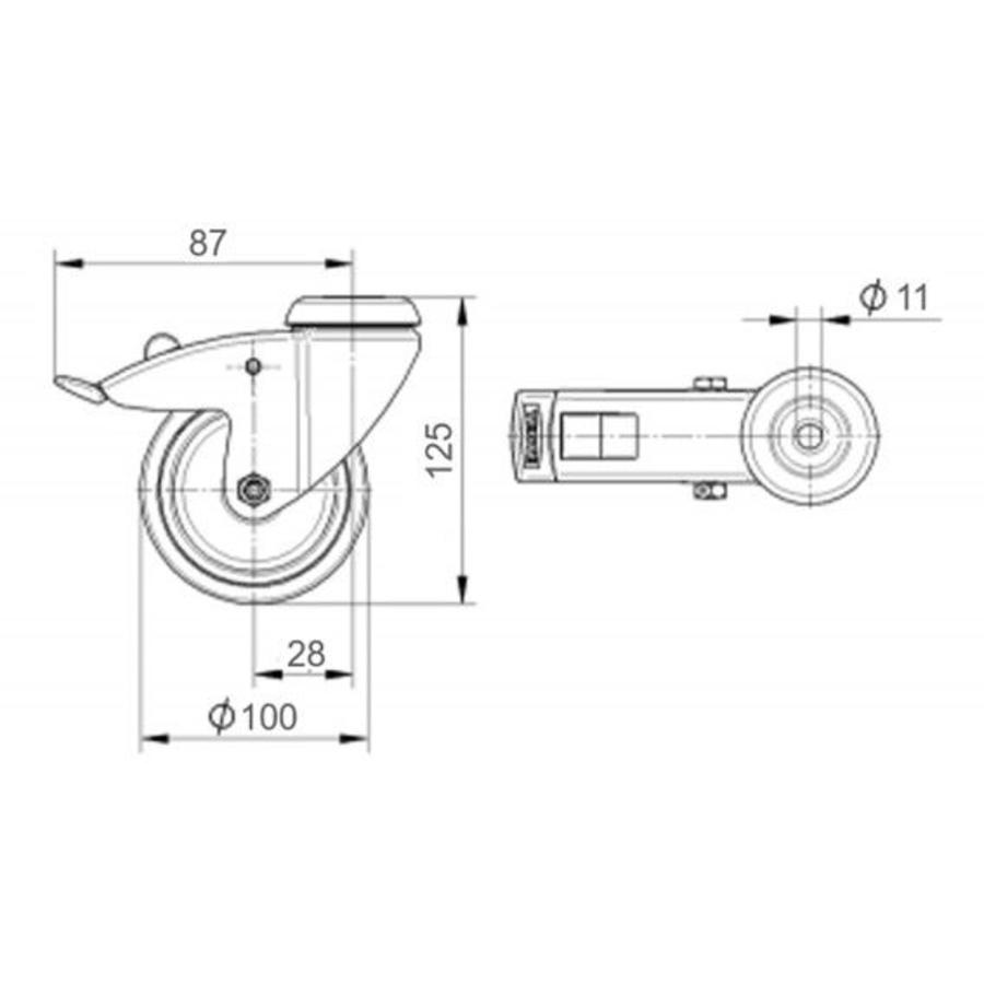 TENTE zwenkwiel 100 verzinkt 1PU boutgat met rem-2