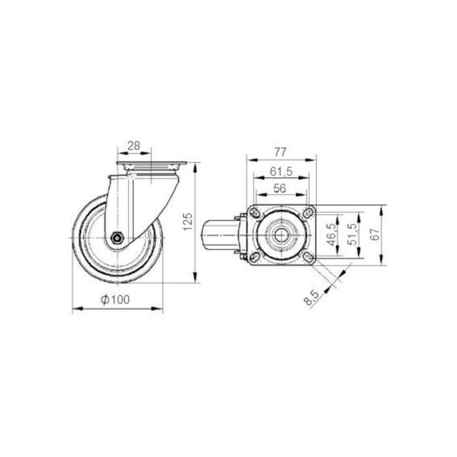 TENTE zwenkwiel 100 verzinkt 1PU plaat-2