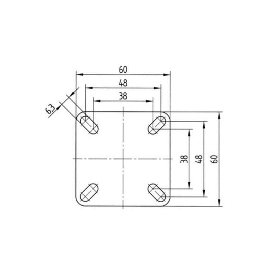 FARO zwenkwiel 50mm verzinkt 3PU plaat met rem