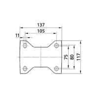 TENTE Bokwiel rubber 125 5SO plaat