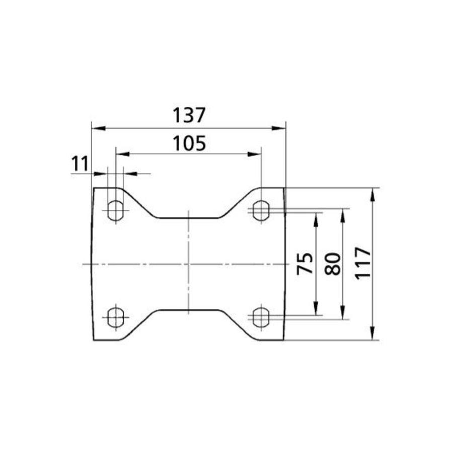 TENTE Bokwiel rubber 125 5SO plaat