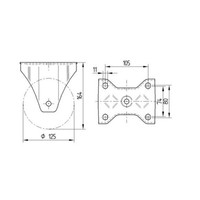 Bokwiel rubber 125 5SO plaat