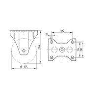 TENTE Bokwiel rubber 125 5SO plaat