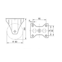 TENTE Bokwiel nylon 160 5SO plaat