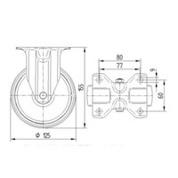 TENTE Bokwiel rubber 125 3SO plaat