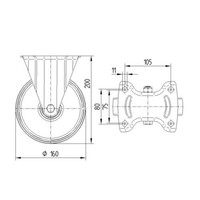 TENTE Bokwiel rubber 160 3SO plaat