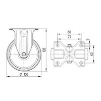 TENTE bokwiel nylon 3NO 100 mm plaat