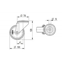 TENTE zwenkwiel nylon 3NO 100mm boutgat