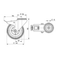 TENTE zwenkwiel nylon 3NO 160mm boutgat met rem