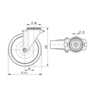 TENTE zwenkwiel nylon 3NO 200mm boutgat