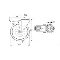 TENTE zwenkwiel nylon 3NO 200mm boutgat met rem