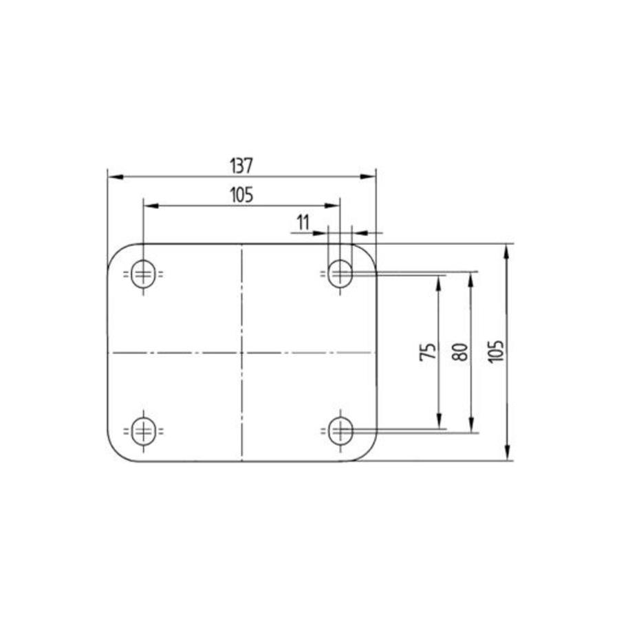 Zwenkwiel nylon 3NOP 160mm plaatbevestiging met rem