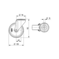 Zwenkwiel elastisch rubber 125 3KO boutgat