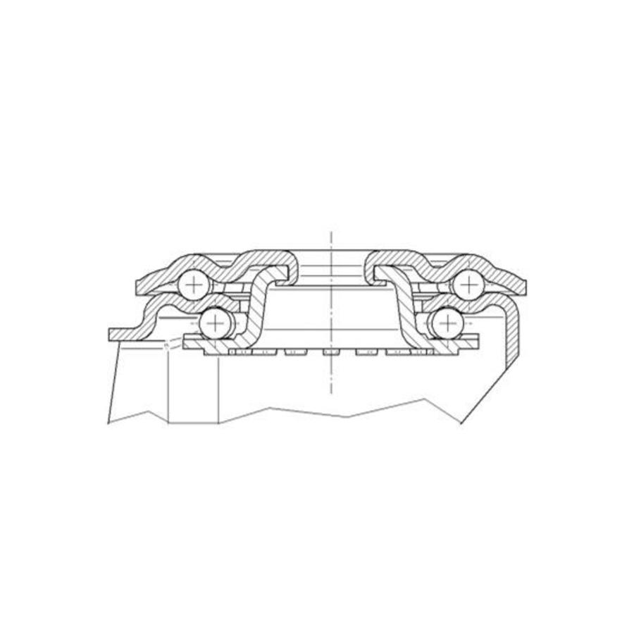 Zwenkwiel elastisch rubber 100 3KO boutgat met rem