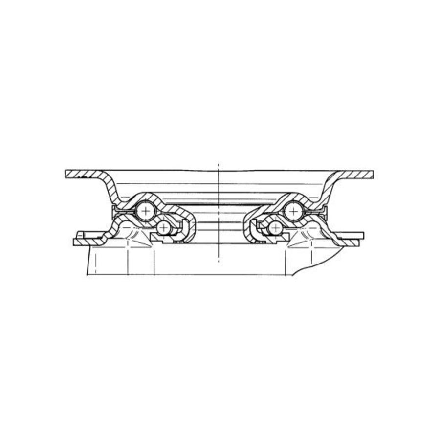 Zwenkwiel rubber indoor 80 3KO plaat