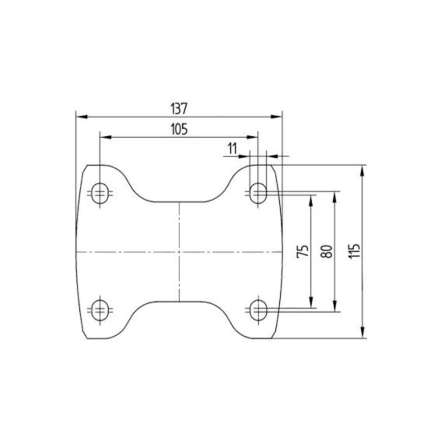 TENTE Bokwiel rubber 160 3KO plaat