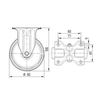 TENTE Bokwiel rubber 80 3KO plaat