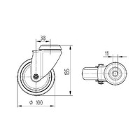 TENTE zwenkwiel RVS 100 7TP boutgat