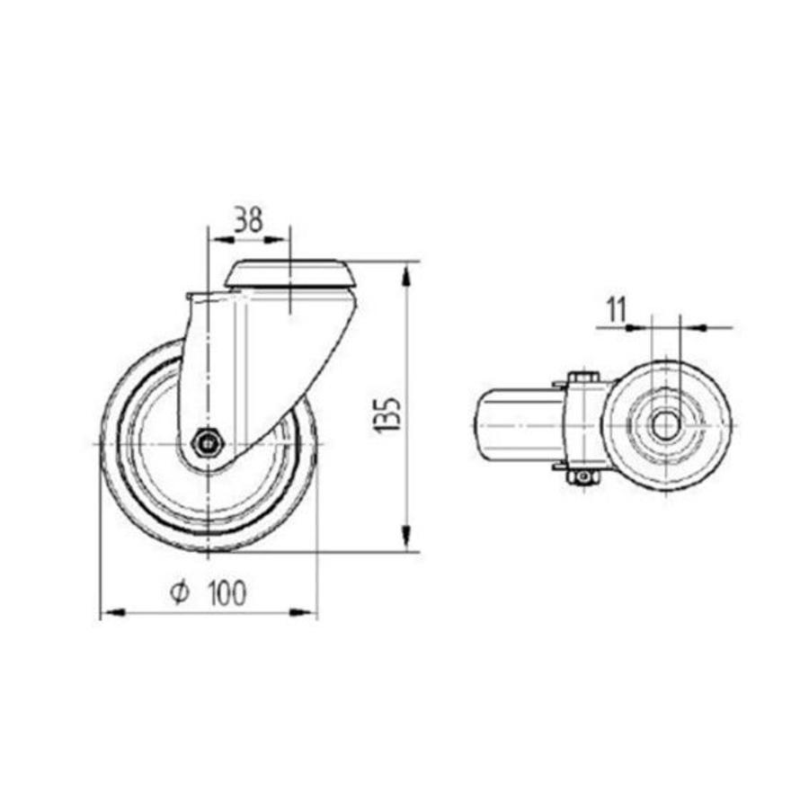 TENTE zwenkwiel RVS 100 7TP boutgat