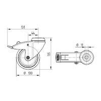 TENTE zwenkwiel RVS 100 7TP boutgat met rem