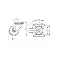 TENTE zwenkwiel RVS 50 7TP plaat