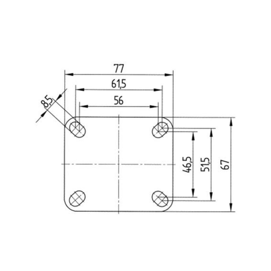 TENTE zwenkwiel RVS 100 7TP plaat