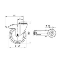 TENTE zwenkwiel RVS 125 7TPKO boutgat met rem