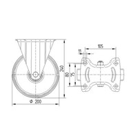 TENTE Bokwiel RVS 200 nylon NO plaat