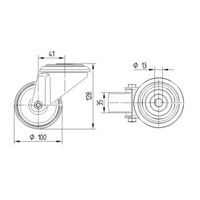 TENTE Zwenkwiel RVS 100 elastisch rubber KO boutgat