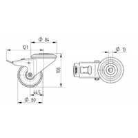 TENTE Zwenkwiel RVS 80 nylon NO boutgat met rem